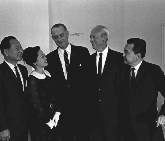 HI Congressional Delegation with Gov John Burns and Pres Lyndon Johnson, Honolulu (1960s, Lyndon B. Johnson Presidential Library